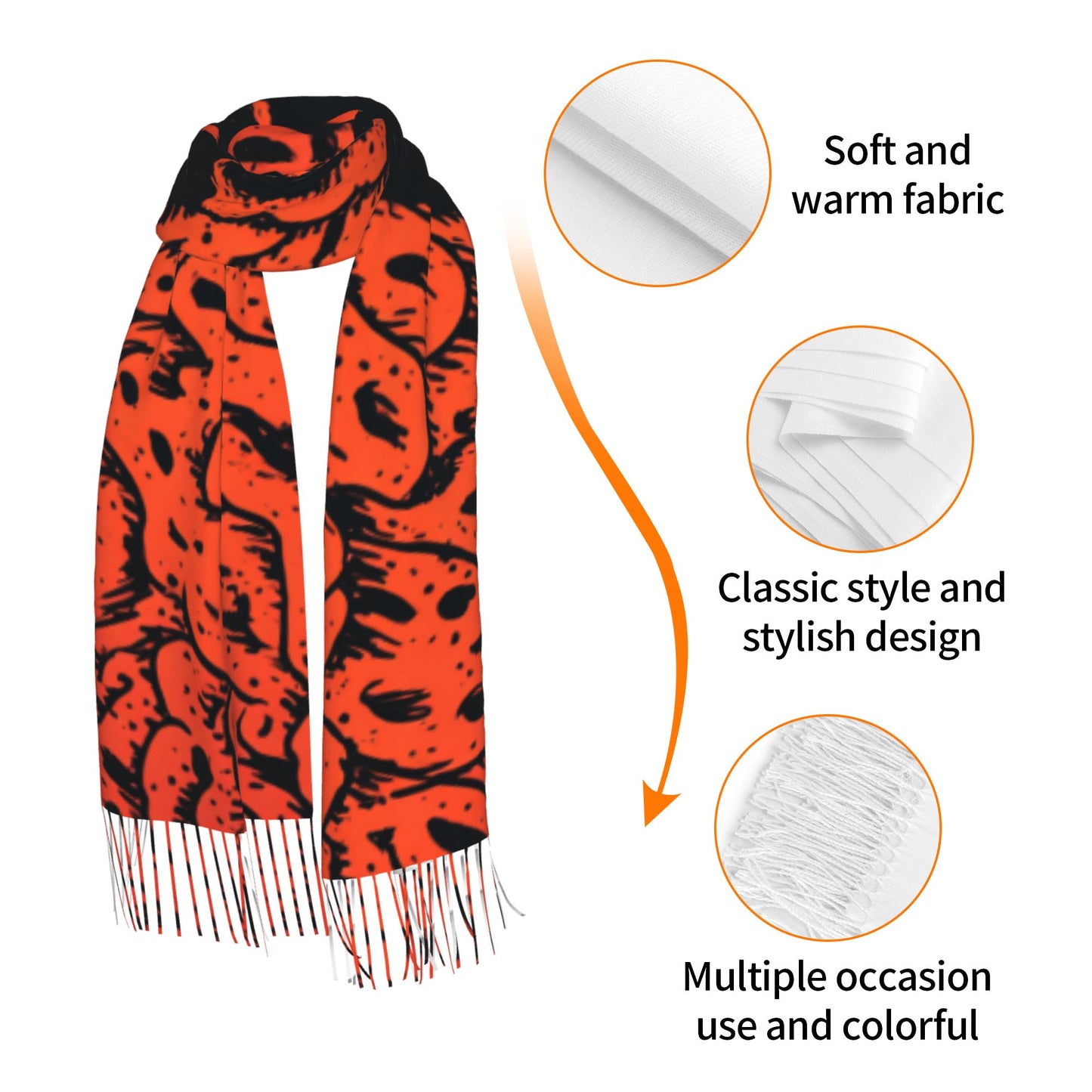 Trendy “STORM” Letter Pattern Imitation Cashmere Warm Fringed Scarf (77in×27in)