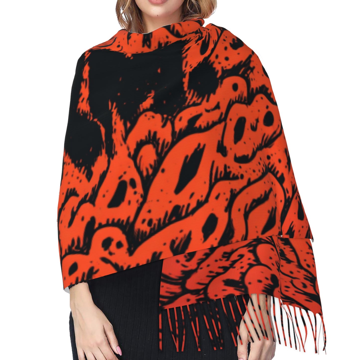 Trendy “STORM” Letter Pattern Imitation Cashmere Warm Fringed Scarf (77in×27in)