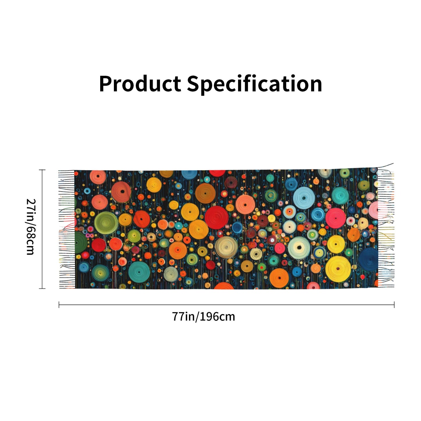 Colorful Polka Dot Art Imitation Cashmere Warm Fringed Scarf (77in×27in)