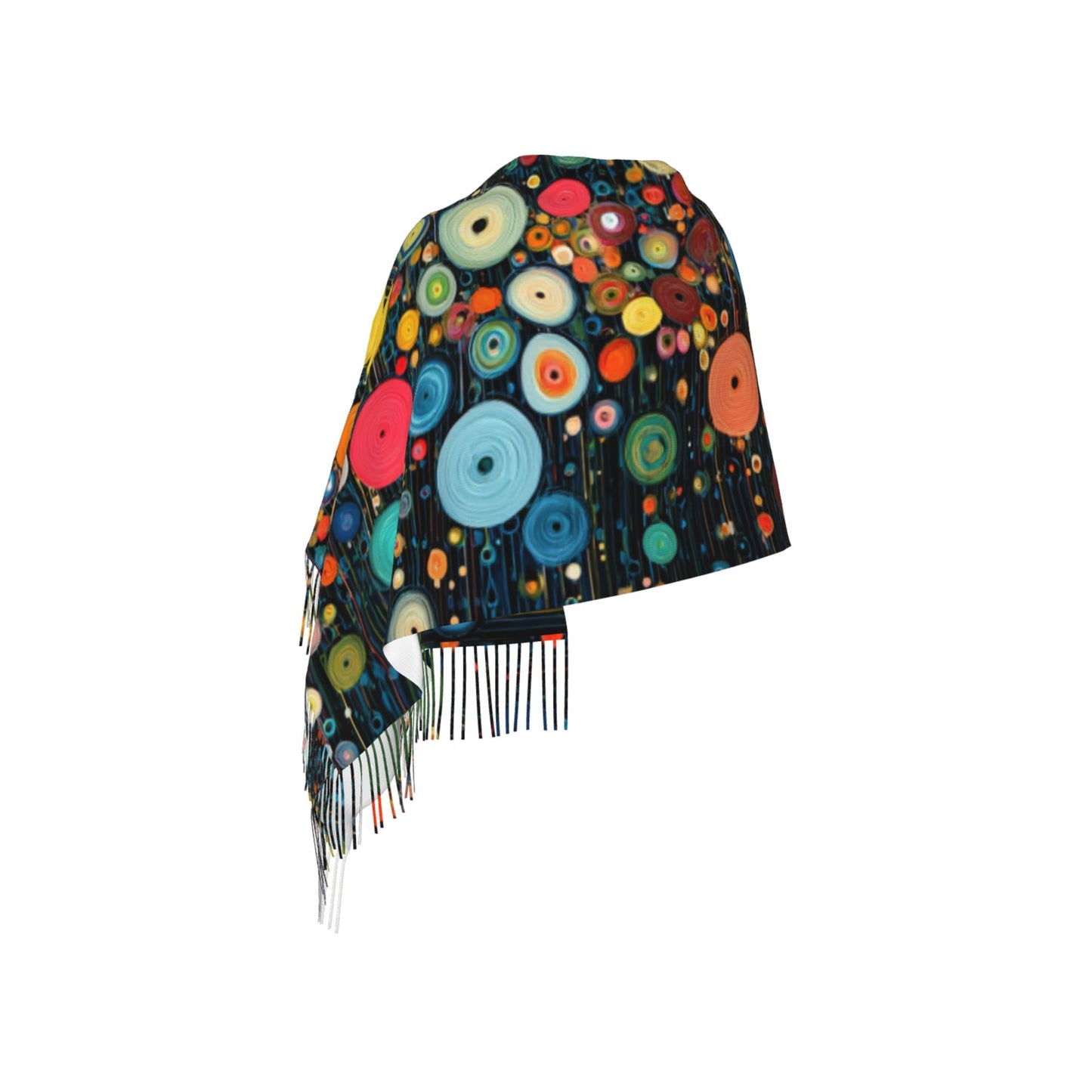 Colorful Polka Dot Art Imitation Cashmere Warm Fringed Scarf (77in×27in)