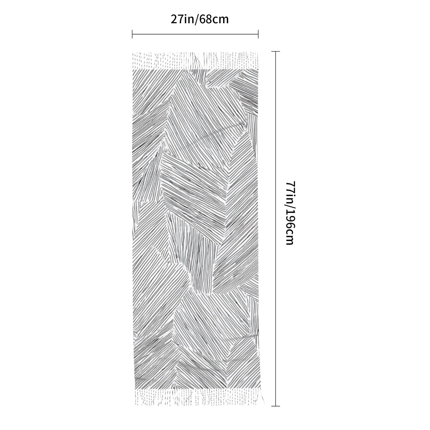 Geometric Line Abstract Imitation Cashmere Warm Fringed Scarf (77in×27in)
