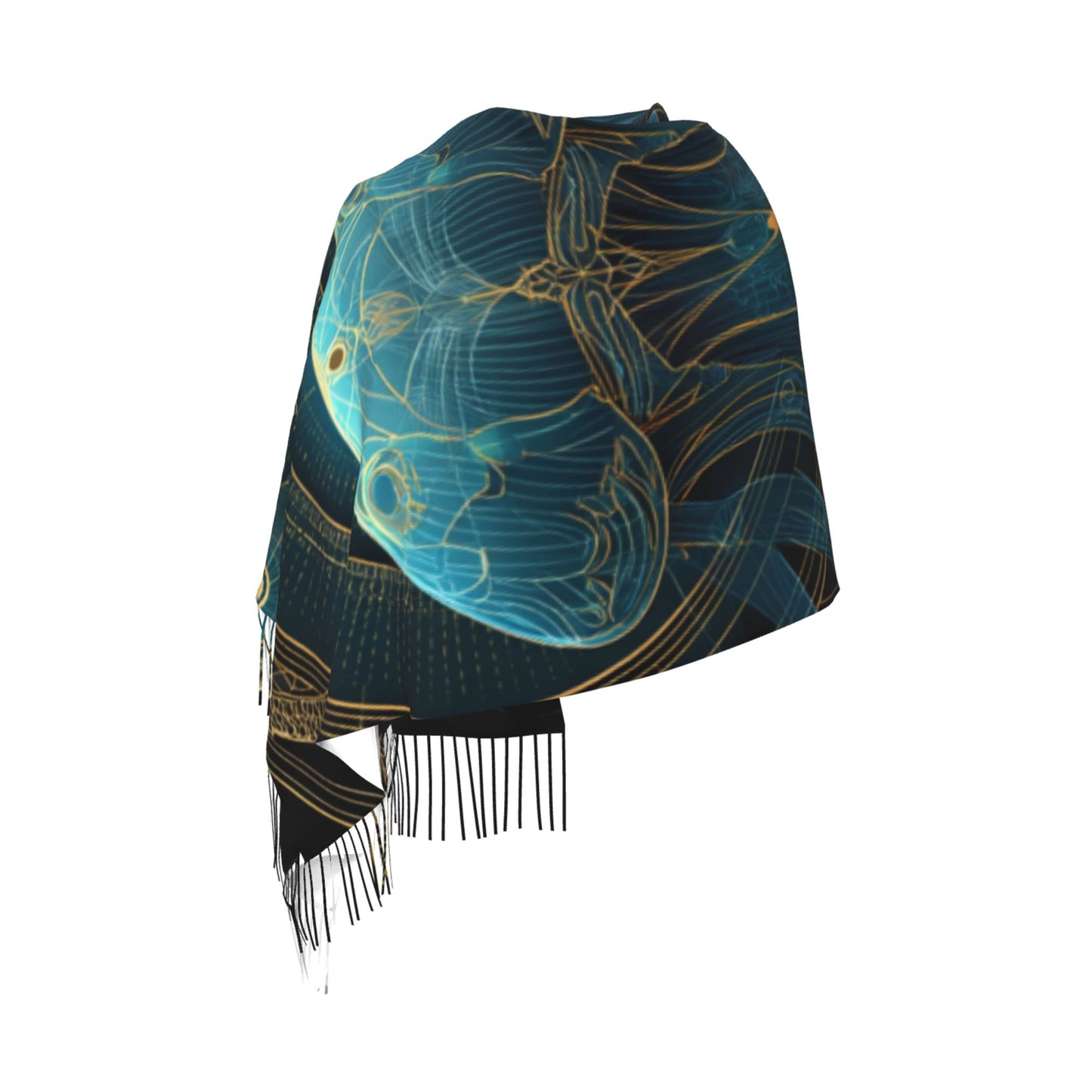 Dreamy Garden Print Faux Cashmere Tassel Scarf|Soft Warm Long Winter Shawl|Floral Artistic Wrap 77"x27"