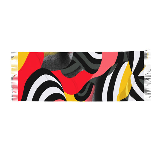 Abstract Pattern Faux Cashmere Tassel Scarf｜Warm Oversized Winter Shawl｜Soft Wrap 77"x27"