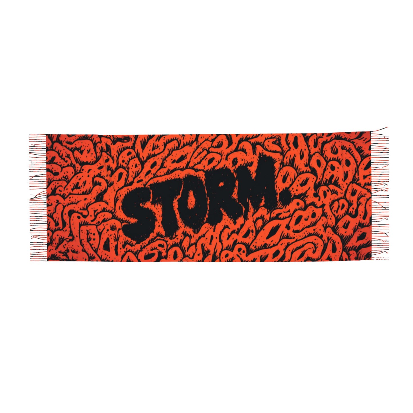 Trendy “STORM” Letter Pattern Imitation Cashmere Warm Fringed Scarf (77in×27in)