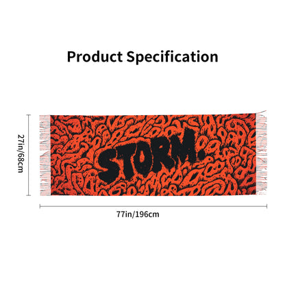 Trendy “STORM” Letter Pattern Imitation Cashmere Warm Fringed Scarf (77in×27in)