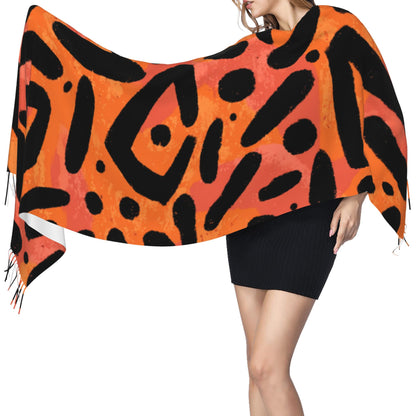 Trendy Geometric Pattern Imitation Cashmere Warm Fringed Scarf (77in×27in)