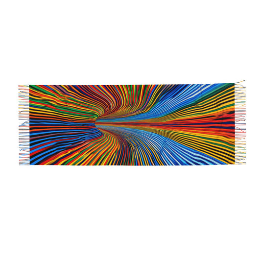 Colorful Gradient Stripe Imitation Cashmere Warm Fringed Scarf (77in×27in)