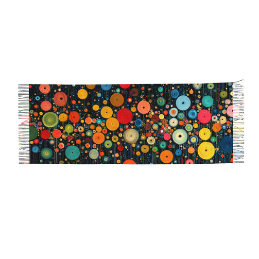 Colorful Polka Dot Art Imitation Cashmere Warm Fringed Scarf (77in×27in)