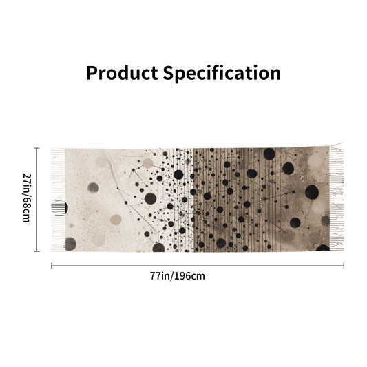 Artistic Polka Dot Contrast Color Imitation Cashmere Warm Fringed Scarf (77in×27in)