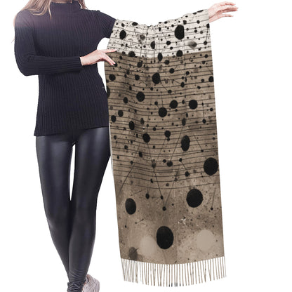 Artistic Polka Dot Contrast Color Imitation Cashmere Warm Fringed Scarf (77in×27in)