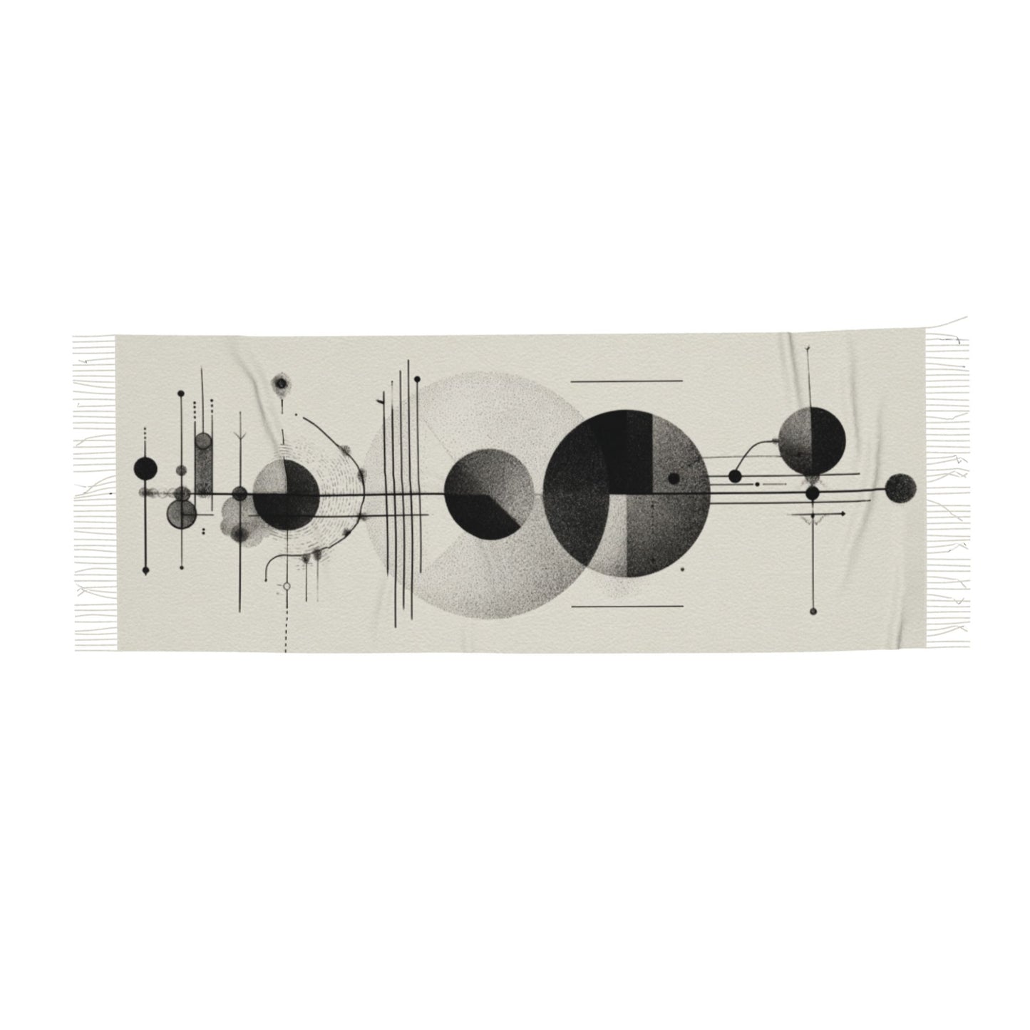 Minimalist Abstract Geometric Imitation Cashmere Warm Fringed Scarf (77in×27in)