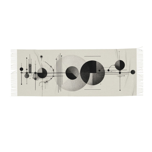 Minimalist Abstract Geometric Imitation Cashmere Warm Fringed Scarf (77in×27in)