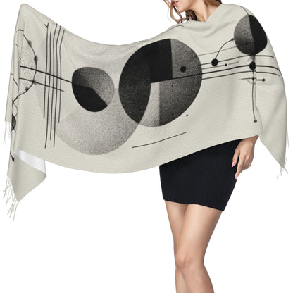 Minimalist Abstract Geometric Imitation Cashmere Warm Fringed Scarf (77in×27in)