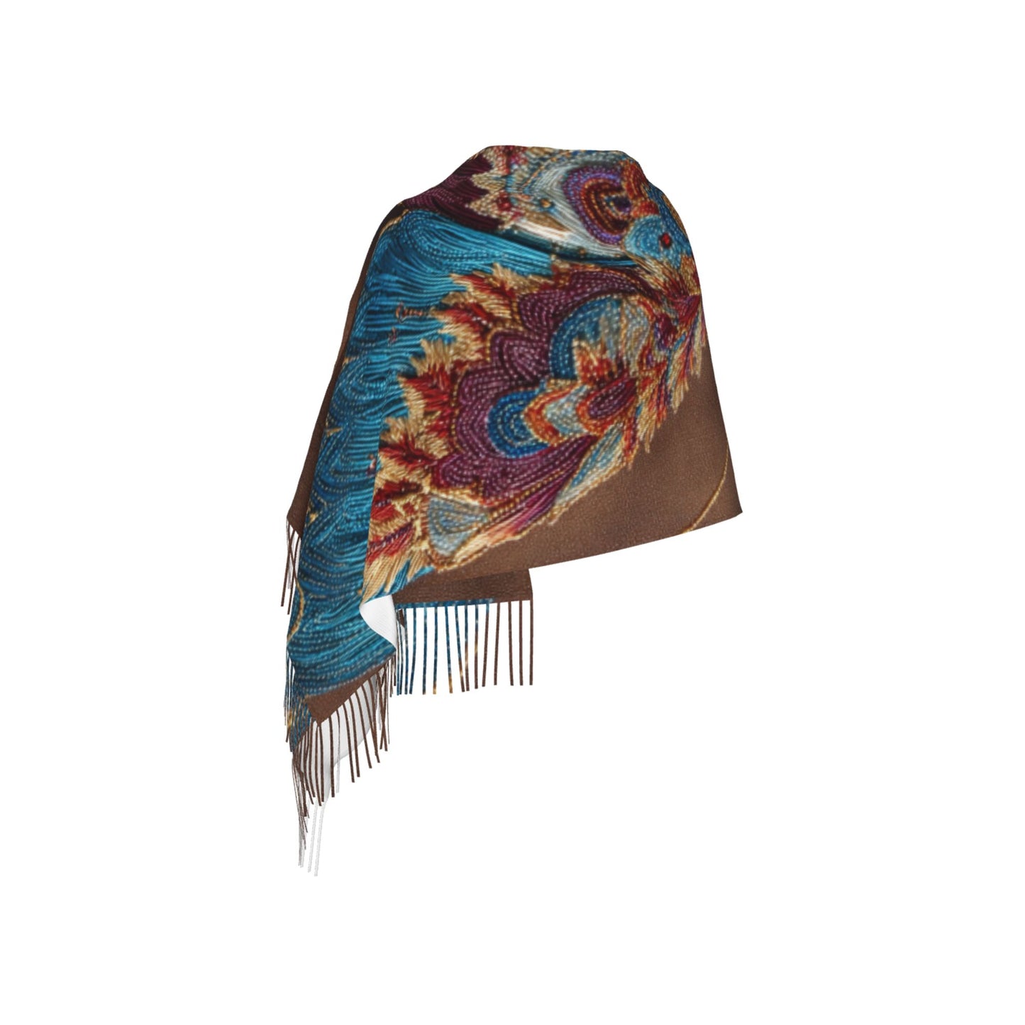 Gorgeous Embroidered Butterfly Imitation Cashmere Warm Fringed Scarf (77in×27in)