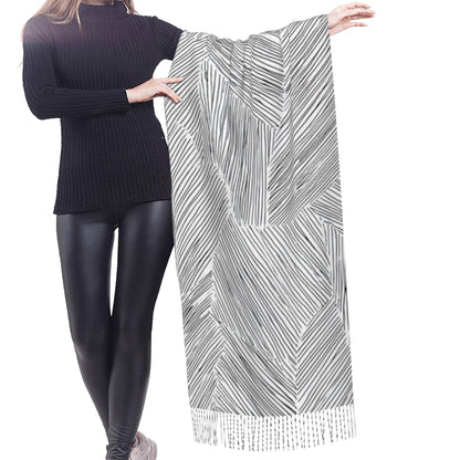 Geometric Line Abstract Imitation Cashmere Warm Fringed Scarf (77in×27in)