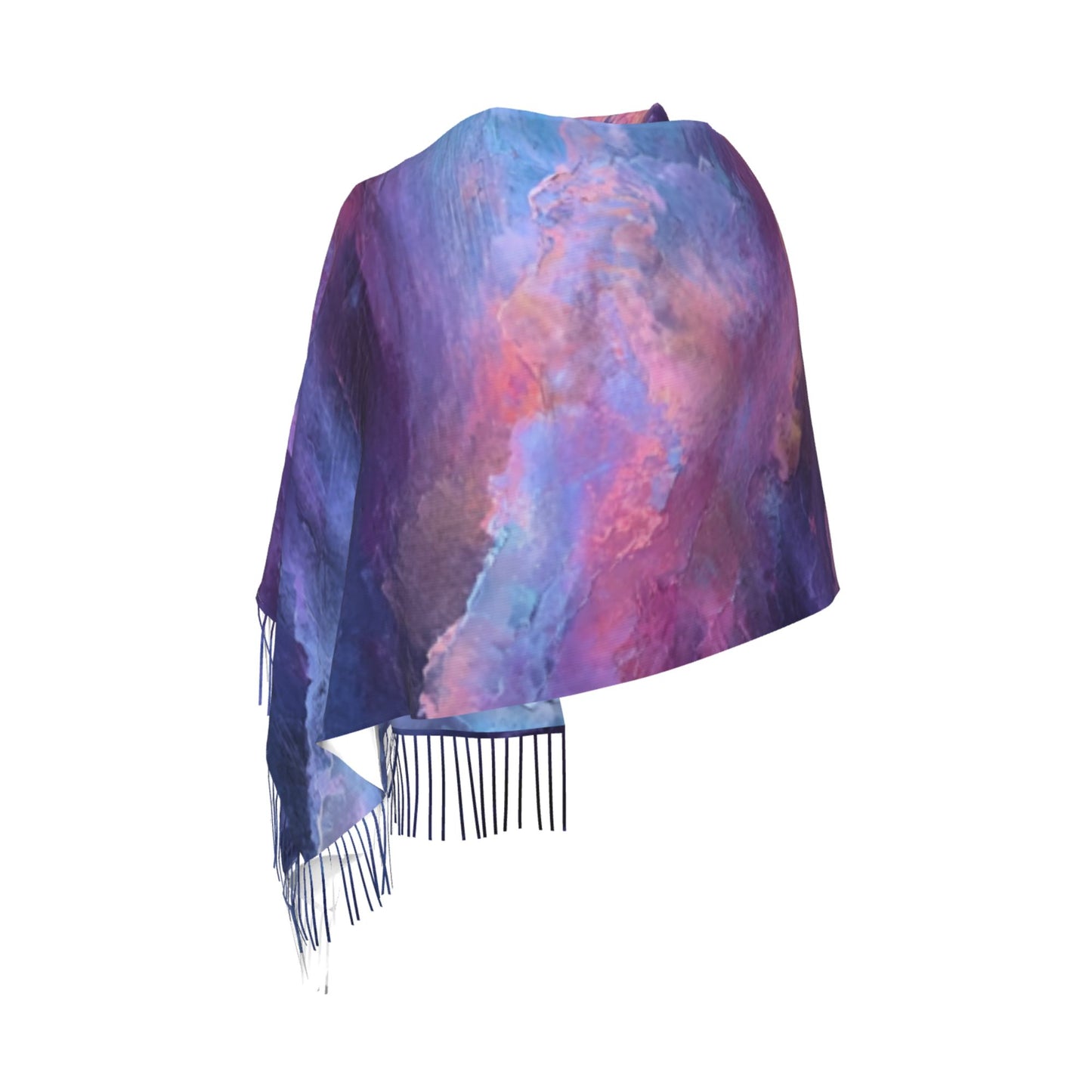 Dreamy Cloud Print Faux Cashmere Tassel Scarf｜Soft Artistic Gradient Winter Shawl｜Warm Wrap 77"x27"